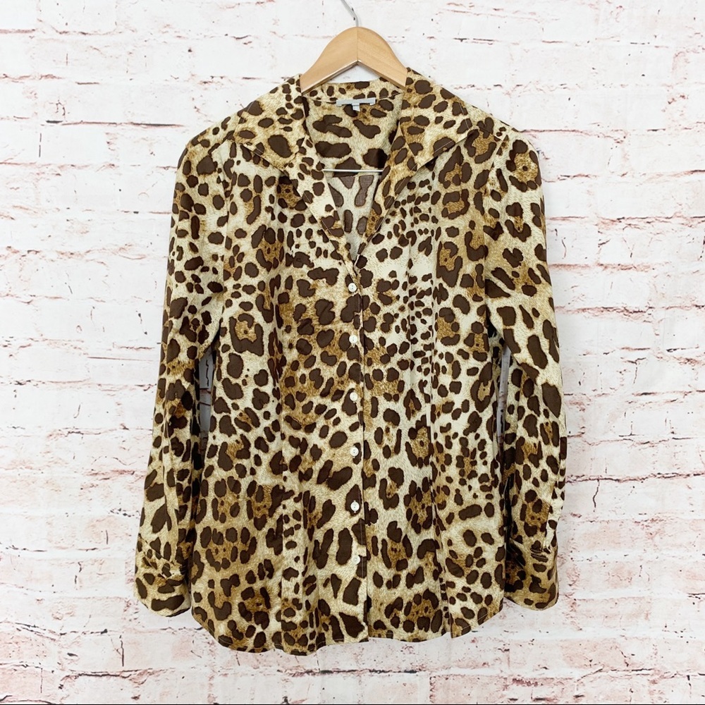Hinson Wu Animal Print Button Up Blouse Size 10